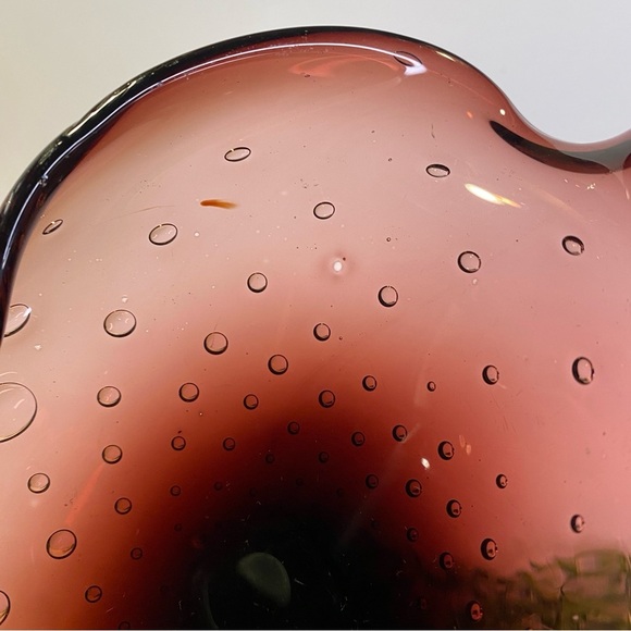 Vintage Czech or Italian Smoky Amethyst Bubble Art Glass Bowl Ashtray - Picture 11 of 14